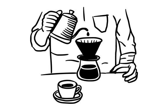 Barista Preparing Pour-over Coffee Graphics