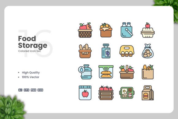Food Storage Colored Icons Graphics