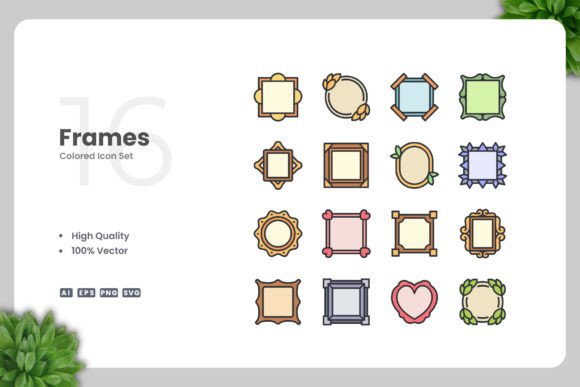 Frames Colored Icons Graphics for Crafters