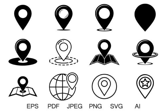 GPS Map Pin Icons Bundle