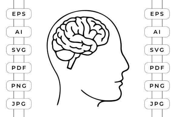 Human Brain Icon Graphics for Digital Sellers