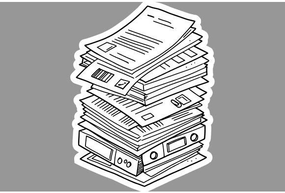 Office Paper Stack Clipart Line Art Graphics