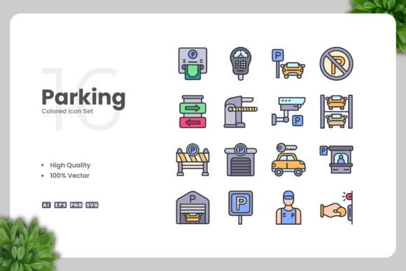 Parking Colored Icons Graphics