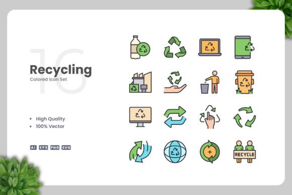 Recycling Colored Icons for Modern Design