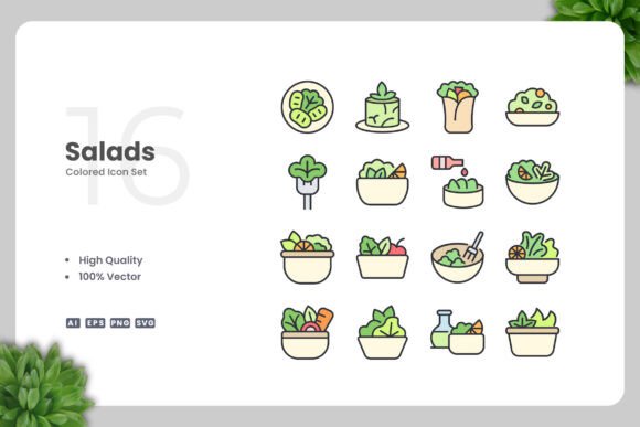 Salads Colored Icons Graphics