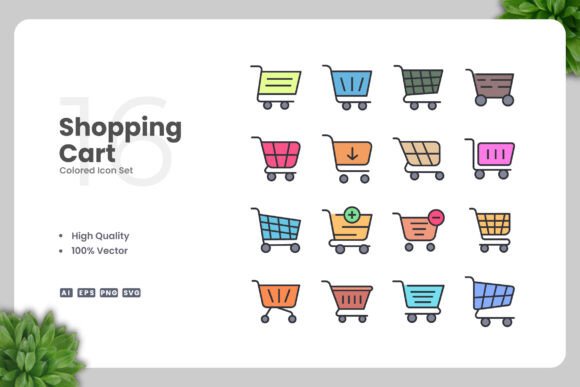 Shopping Cart Colored Icons Graphics
