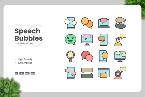 Speech Bubbles Colored Icons Graphics