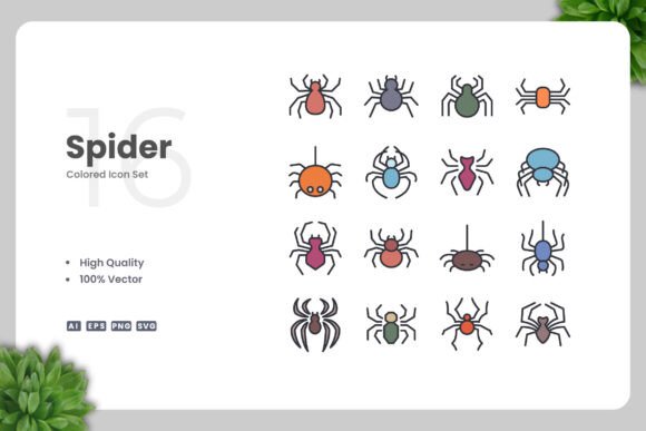 Spider Colored Icons Graphics