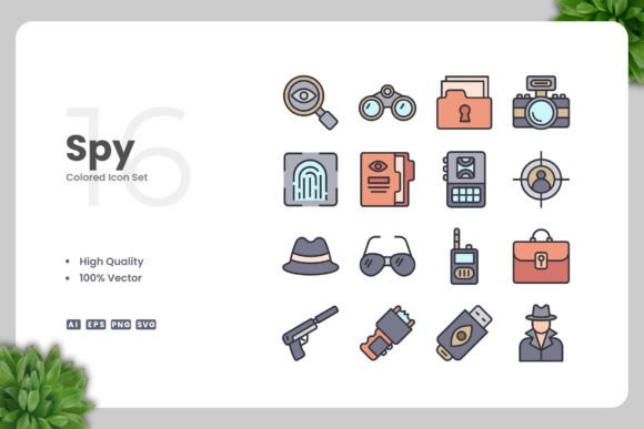 Spy Colored Icons Graphics for Local Branding