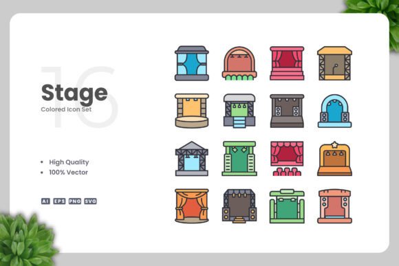 Stage Colored Icons Graphics
