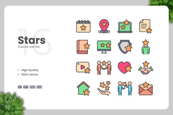 Stars Colored Icons Graphics