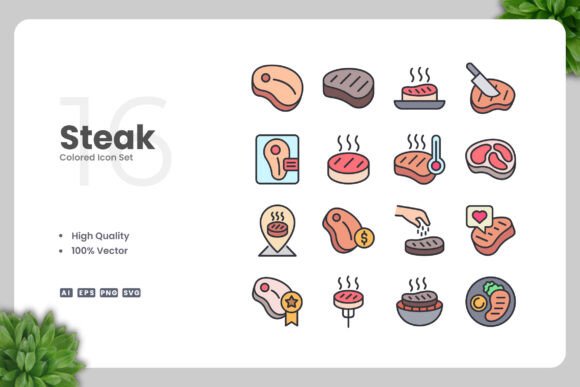 Steak Colored Icons