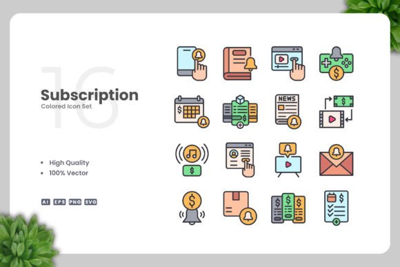 Subscription Colored Icons Graphics