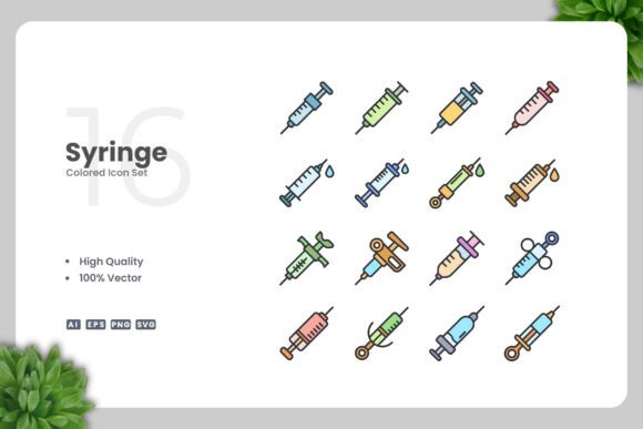 Syringe Colored Icons for Modern Branding
