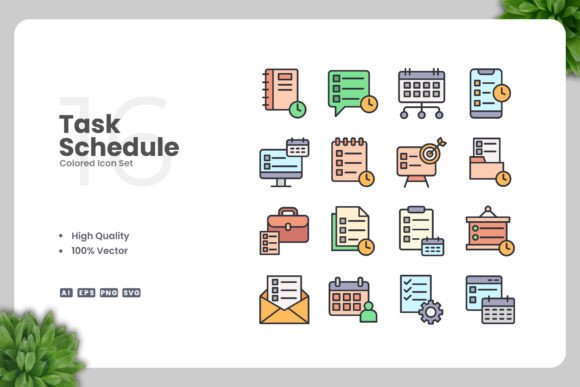 Task Schedule Colored Icons for Modern Branding
