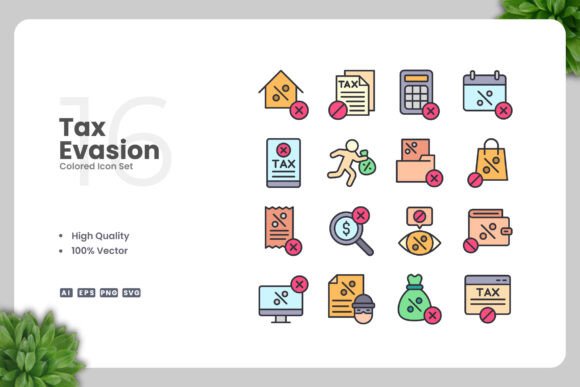 Tax Evasion Colored Icons Graphics