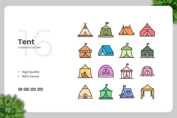 Tent Colored Icons Graphics