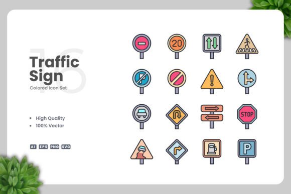 Traffic Sign Colored Icons Graphics