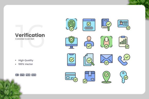 Verification Colored Icons Graphics