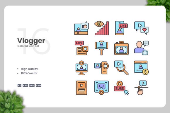 Vlogger Colored Icons Graphics
