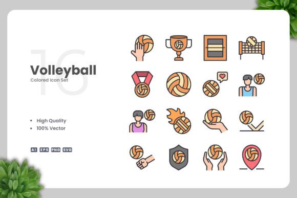 Volleyball Colored Graphics