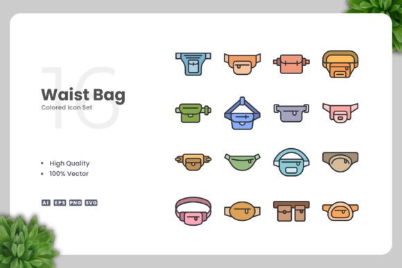 Waist Bag Colored Icons Graphics