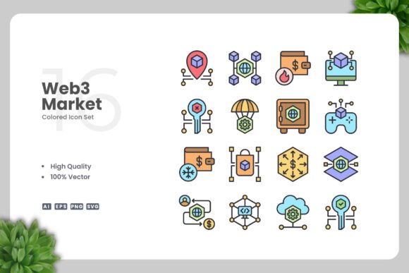Web3 Market Colored Icons Graphics