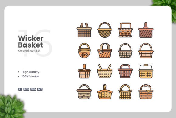Wicker Basket Colored Graphics